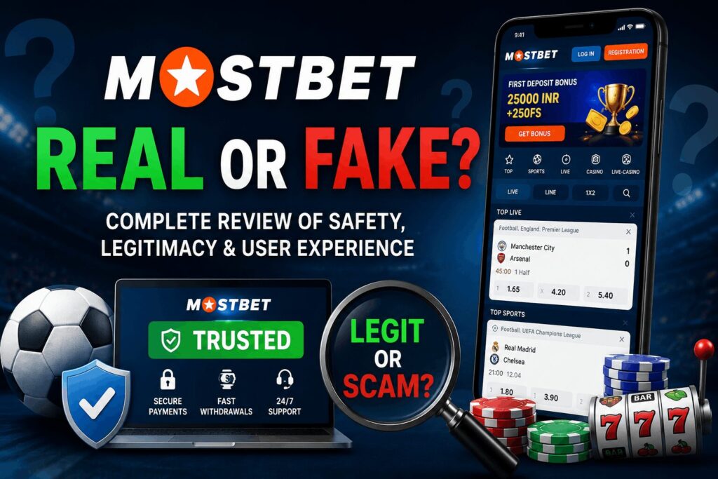 Mostbet real or fake analysis showing comparison of trust, safety, and user reviews of the betting platform.