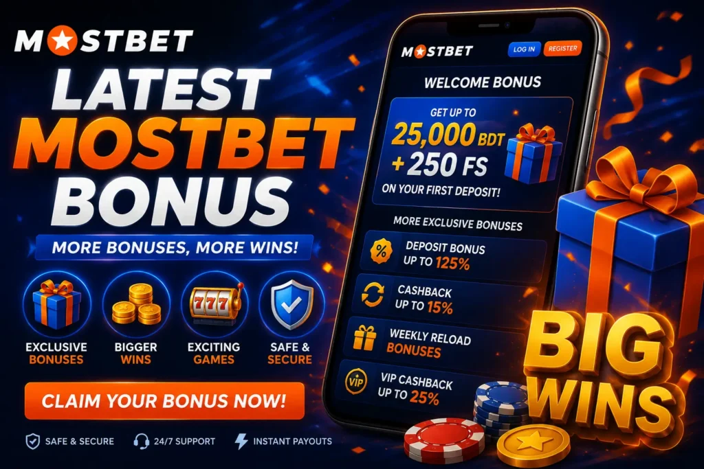 Best Mostbet Game feature image showing a smartphone with popular Mostbet games including Aviator, Mines, JetX, Crash, Sweet Bonanza, and Gates of Olympus, alongside casino chips, coins, a trophy, and slot machine symbols highlighting exciting gameplay and big wins.